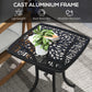 21" Square Outdoor End Table, Cast Aluminum Patio Side Table with Umbrella Hole for Garden, Balcony, Poolside, Black