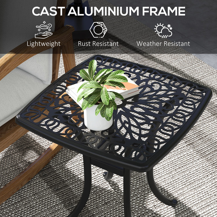 21" Square Cast Aluminum End Table with Umbrella Hole