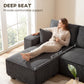 Modular U Shaped Couch, Sectional Sofa with Double Chaises and Spring Cushions, Dark Grey