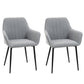 Dining Chairs Set of 2, Upholstered Linen Fabric Accent Chairs with Metal Legs, Light Grey