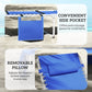 Tanning Chair with Face Hole and Side Table, Folding Outdoor Lounge Chair with Carry Straps, Side Pocket, Navy Blue