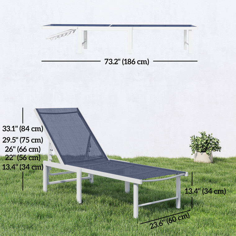 5-Position Reclining Chaise Lounge with Mesh Seat