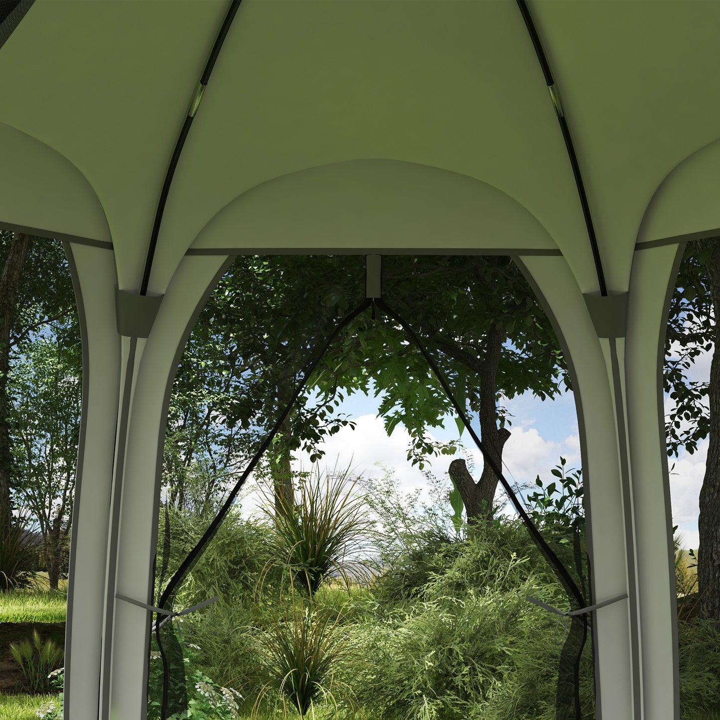 11' x 11.5' Screen Tent, Pop Up Camping Gazebo with Portable Carry Bag and 2 Doors, Grey