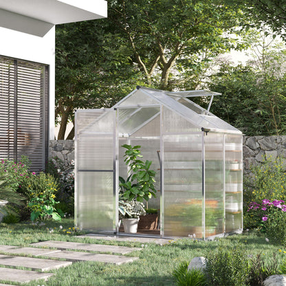 4' x 6.2' x 6.4' Polycarbonate Greenhouse with Aluminum Frame