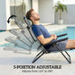 Set of 2 Beach Chair 5-Position Adjustable Folding Camping Chair with Headrest Armrests Light Grey