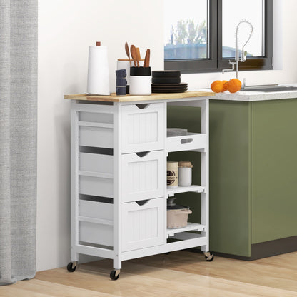 Rolling Kitchen Island Cart with 3 Drawers