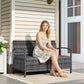 33 Gallon Outdoor Storage Bench, Wicker Deck Box Patio Bench Seat with Cushion, Grey