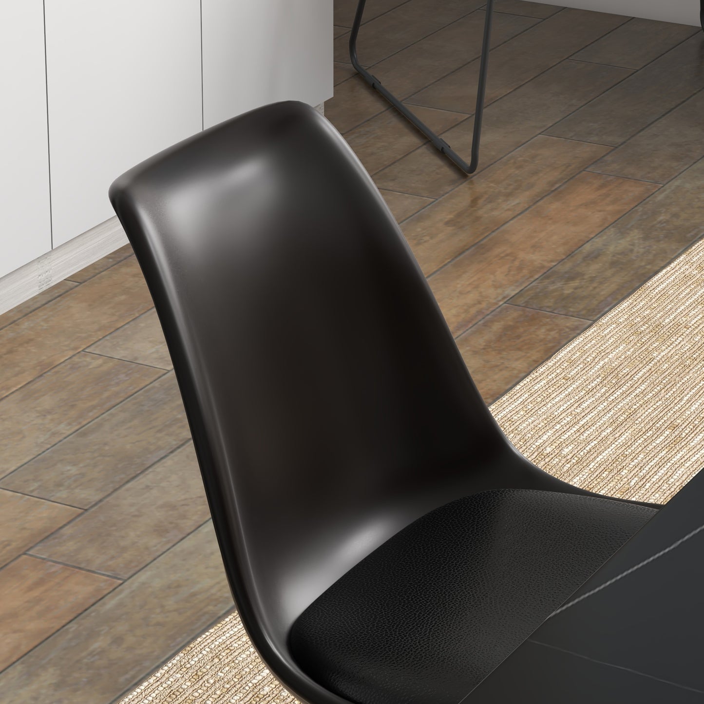 Modern Dining Table Chairs Set of 4, Rubber Wood Kitchen Table Chairs with PU Leather Cushion for Living Room, Bedroom