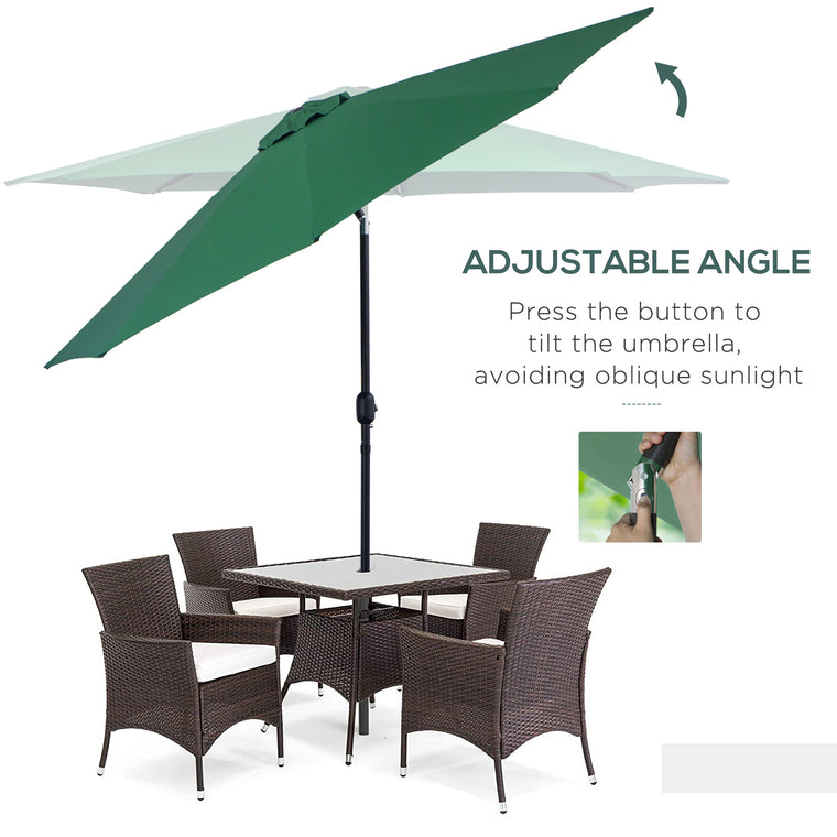 10' x 8' Green Round Market Umbrella with Crank & Tilt