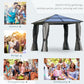 10x10ft Hardtop Gazebo with Aluminum Frame, Polycarbonate Gazebo Canopy with Curtains and Netting
