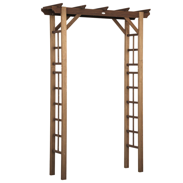 85" Carbonized Wooden Garden Arbour with Trellis