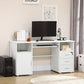 Computer Desk with Keyboard Tray and Drawers, Writing Desk, Home Office Workstation, White