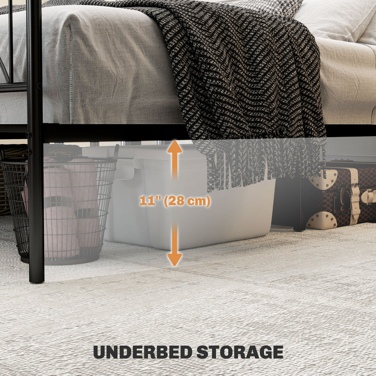 Full Metal Platform Bed Frame with Headboard