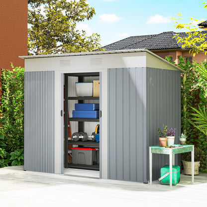 7' x 4' Metal Storage Shed with Lockable Sliding Doors and Vents