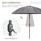 8ft Shanghai Garden Parasol Umbrella with Crank & Tilt, Adjustable Outdoor Sun Shade, Dark Grey