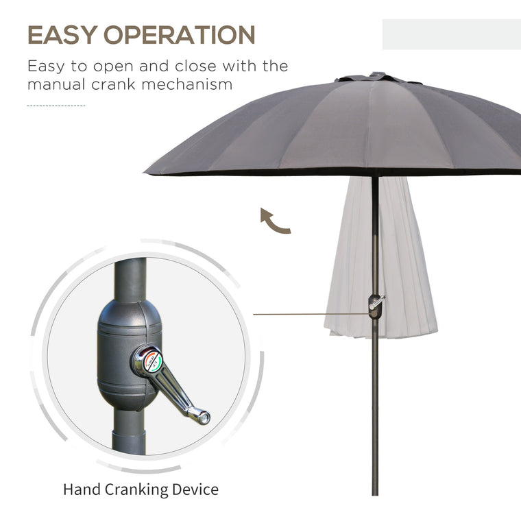 8ft Dark Grey Shanghai Garden Parasol with Crank & Tilt