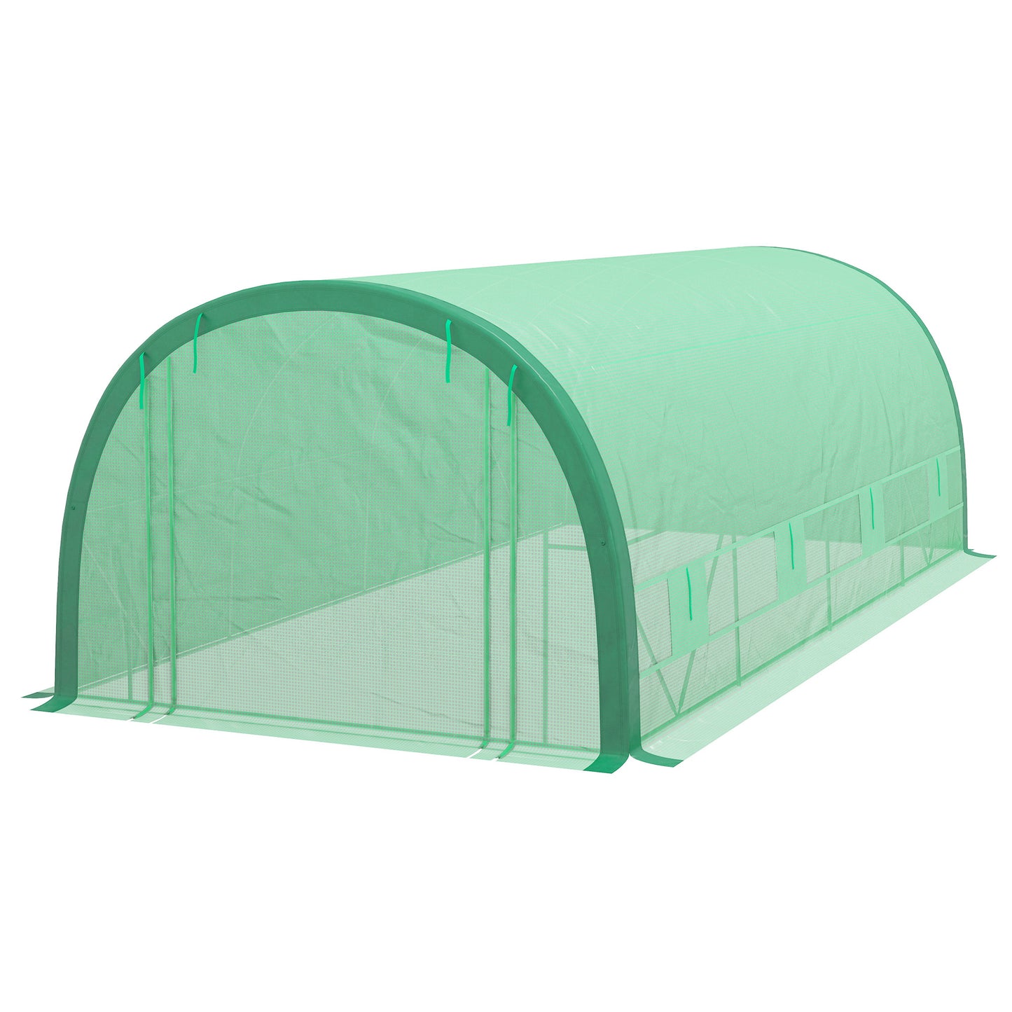 Upgraded Tunnel Greenhouse Green House with Mesh Door and Windows, 6 Plant Labels and Gloves, White