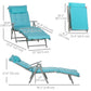 Outdoor Folding Chaise Lounge Chair Recliner with Portable Design, Adjustable Backrest, Cushion and Headrest, Black