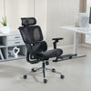 Ergonomic Office Chair, Mesh Computer Chair with High Back, Lumbar Support, 6D Armrests, Headrest, Footrest, Black