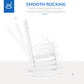 Wooden Outdoor Rocking Chair, Patio Rocking Chair with Slatted High Back and Armrests for Porch, Garden, Lawn, White