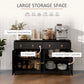 Sideboard Cabinet with 2 Drawers, 4 Barn Doors and 2 Adjustable Shelves, Buffet Table for Living Room, Black