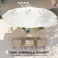 9.7' Double-sided Outdoor Patio Umbrella with Tilt, Crank and Vents, Cream White