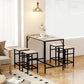 5 Pieces Industrial Rectangular Bar Table Set, Dining Table Set Breakfast Table with 4 Stools for Dining Room, Kitchen, Dinette, Oak