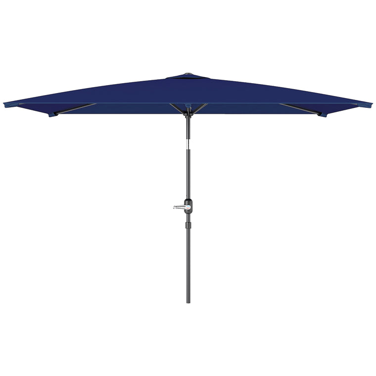 6.5' x 9.6' Navy Blue Aluminum Rectangle Patio Umbrella
