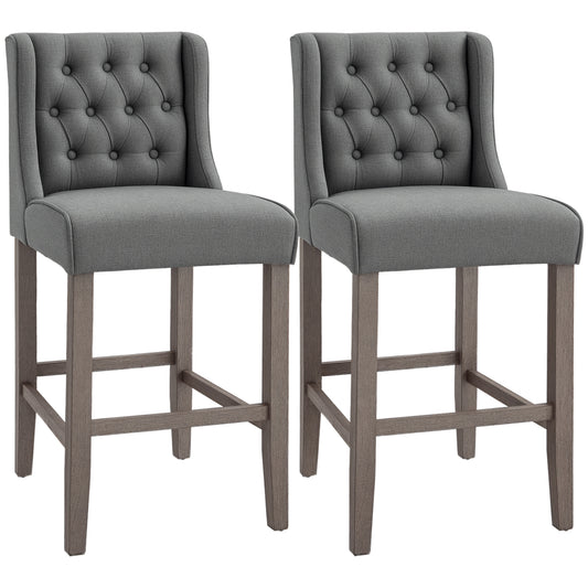 Set of 2 40" Tufted Bar Stools - Grey