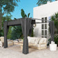 10' x 10' Retractable Pergola Canopy with Sidewalls, Metal Outdoor Gazebo Sun Shade Shelter, Dark Grey