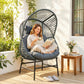 Wicker Egg Chair, 330 lbs Outdoor Rattan Lounge Chair with Thick Cushion, Headrest, Steel Frame, Dark Grey
