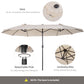 15ft Double-Sided Rectangular Patio Umbrella with Hand Crank