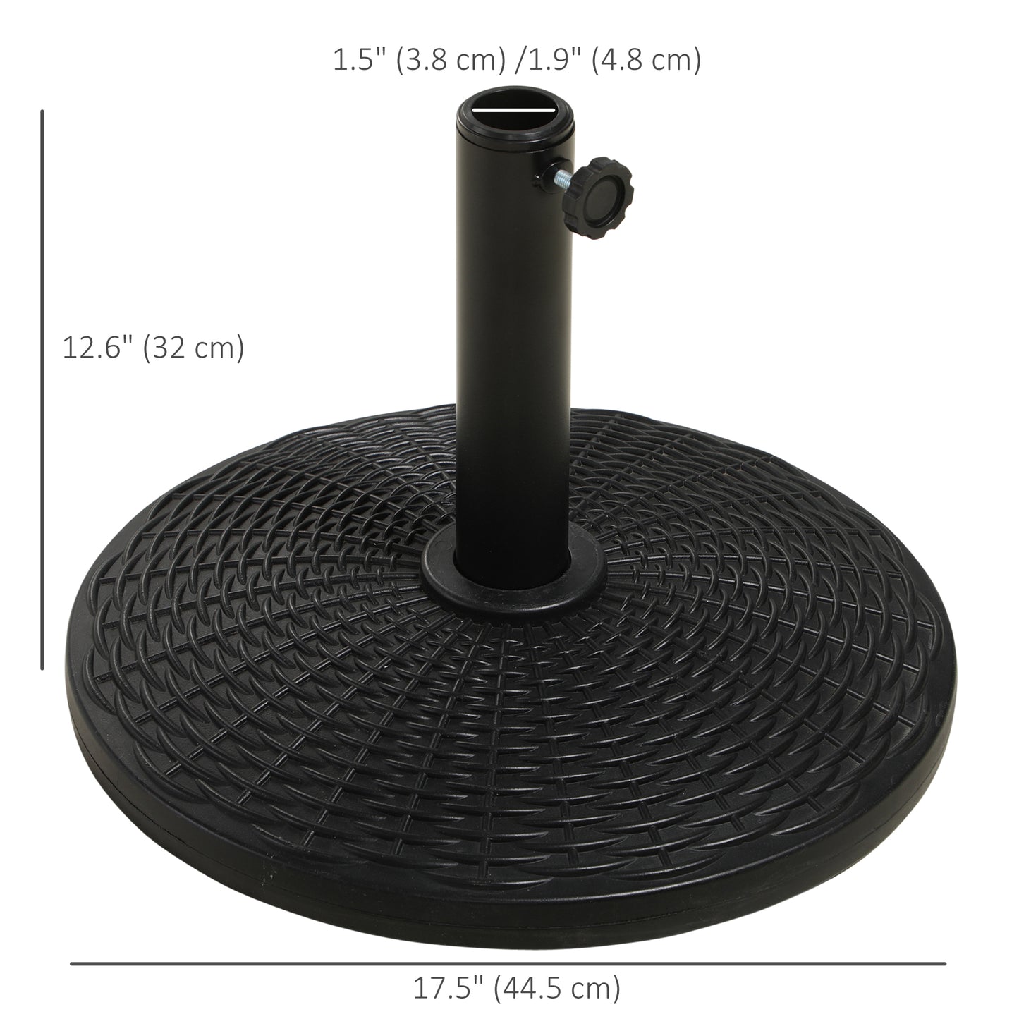 25 lbs Market Umbrella Base Holder 17.5" Round Parasol Stand with Rattan Design for Patio, Outdoor, Backyard, Black
