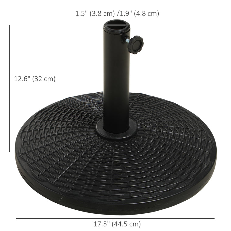25 lb Black Round Umbrella Base with Rattan Design