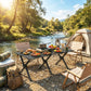 4ft Folding Camping Table, Waterproof Picnic Table with Roll Up Top and Metal Frame, Black