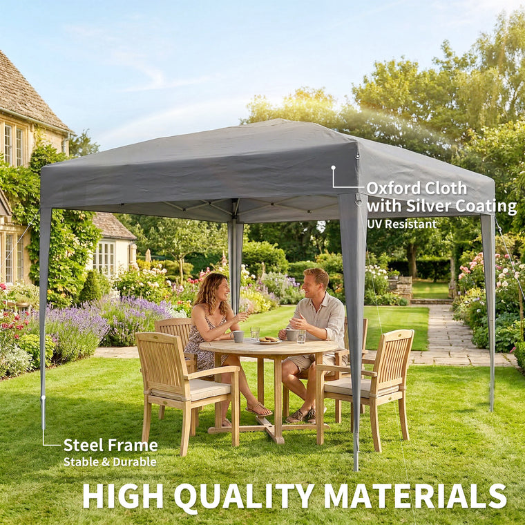 10' x 10' Grey Folding Pop-Up Canopy Tent with Carrying Bag