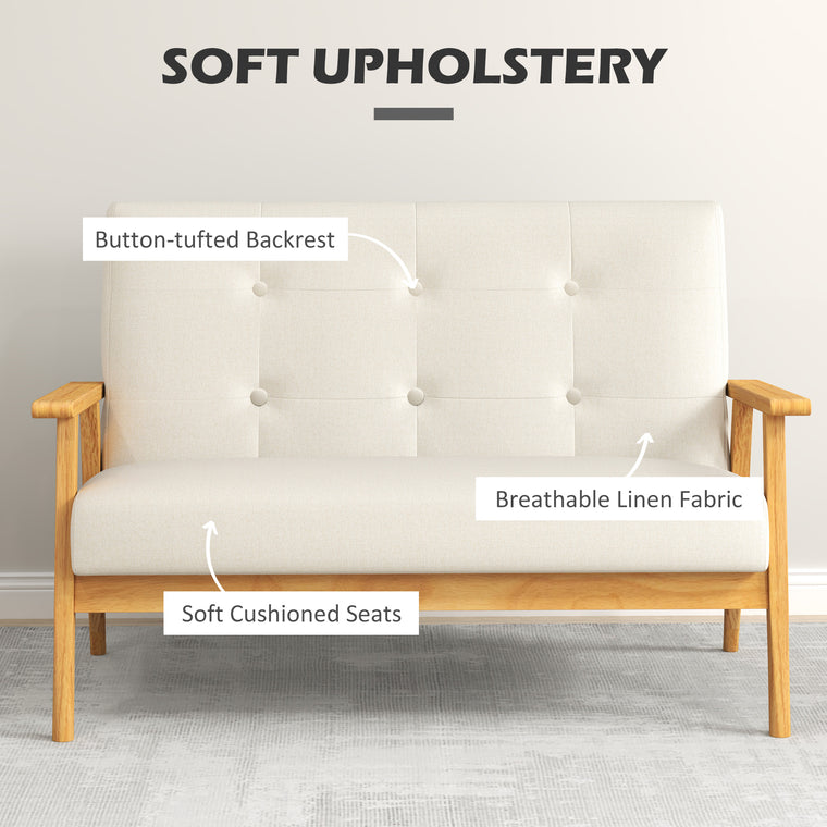 45" 2-Seater Sofa with Wood Legs - Beige