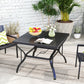 37" Square Outdoor Dining Table, Galvanized Steel Patio Table with 2" Umbrella Hole, Slatted Metal Top, Black