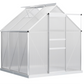 6' x 6' x 6.5' Polycarbonate Greenhouse, Walk-in Green House with Adjustable Roof Vent, Galvanized Base, Sliding Door and Rain Gutter for Outdoor, Garden, Backyard, Clear