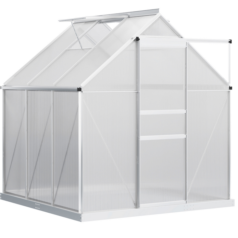 6' x 6' x 6.5' Clear Polycarbonate Greenhouse with Roof Vent