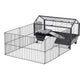 Guinea Pig Cage with Foldable Detachable Playpen, Rolling Rabbit Chinchilla Hedgehog Bunny Cage Small Animal Habitat with Water Bottle, Hay Feeder