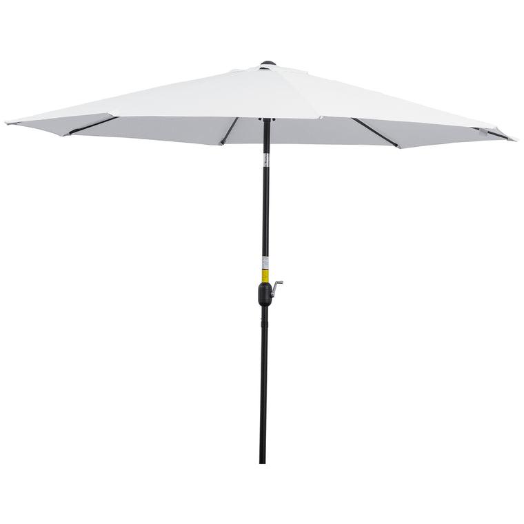 10' x 8' White Round Market Umbrella with Crank & Tilt