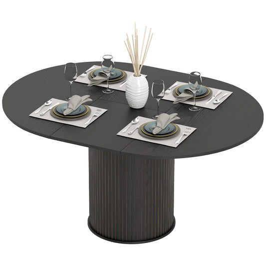 43.5"-59" Extendable Farmhouse Dining Table - Black Wood Grain