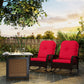 Outdoor Wicker Rattan Rocking Chair Set of 2, Patio Rocker with Thick Cushions for Garden Backyard Porch, Red