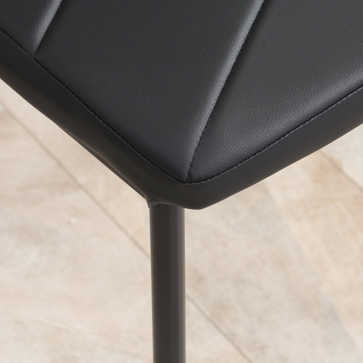 Dining Chairs Set of 4, Modern Accent Chair with High Back, Upholstery Faux Leather and Steel Legs for Living Room, Kitchen, Black