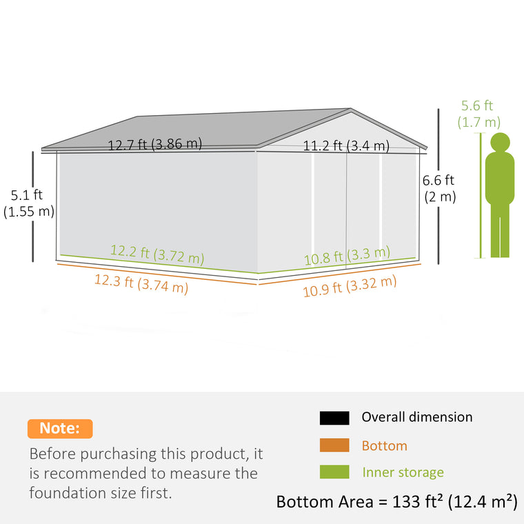 11' x 13' Storage Shed with Sliding Doors and Ventilation