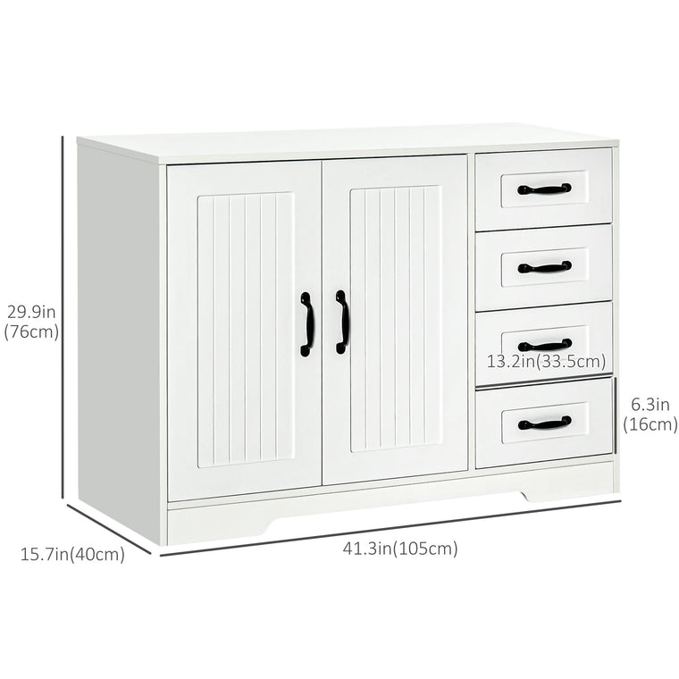 Sideboard Buffet with Beadboard Doors and Drawers - White