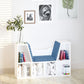 6-Cubby Bookcase with Seat Cushion, Cube Storage Shelf with Reading Nook for Home Office, Study, Blue