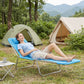 Outdoor Lounge Chair, Portable Adjustable Reclining Seat Folding Chaise Lounge Patio Camping Beach Tanning Chair Bed with Pillow, Blue