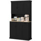 71" Kitchen Pantry Buffet with Hutch Storage Cabinet Microwave Oven Stand with Drawer, Black